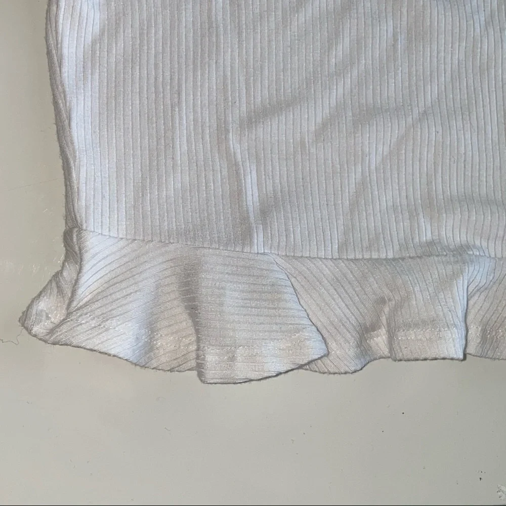 White Ribbed Cropped Tank Top | Ruffles | Forever 21 | Small | NWT - Picture 6 of 7